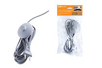 Шнур с ножным выключателем и плоской вилкой ШУН01В ШВВП 2х0,75мм2 3,5м. серебр. металлик  TDM