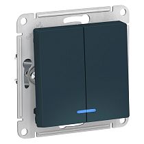 AtlasDesign Изумруд Выключатель 2 клавишныйс подсветкой сх.5а, 10АХ Systeme Electric (Schneider Electric)