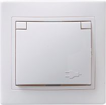 РСбш10-3-КБ Розетка 1местная с заземлением с защитными шторками с крышкой 16А Кварта (белый) IEK