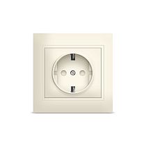 Розетка одноместная серия "Севиль" с/з, с/у, з/ш, 16А, 220В, "слоновая кость" (ivory) (еврослот) UNIVERSAL