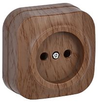 Розетка одноместная для открытой установки РС20-2-ХД без заземления 10А GLORY дуб  IEK Розетка одноместная для открытой установки РС20-2-ХД без заземления 10А GLORY дуб  IEK