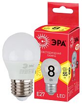 Лампа светодиодная ЭРА RED LINE LED P45-8W-827-E27 R шар теплый белый свет