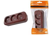 Колодка розеточная 3 гнезда 2П б/з 10А 250В "Эко" (бук)  TDM