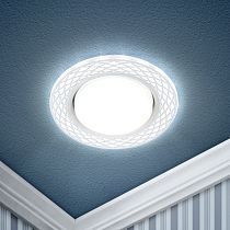 Светильник ЭРА DK LD37 WH/WH декор cо светодиодной подсветкой GX53, белый/белый (30/720)