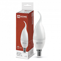 Лампа светодиодная LED-СВЕЧА НА ВЕТРУ-VC 6Вт 230В Е14 4000К 540Лм IN HOME