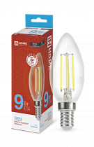 Лампа светодиодная LED-СВЕЧА-deco 9Вт 230В Е14 6500К 1040Лм прозрачная IN HOME