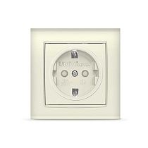 Розетка одноместная серия "Бриллиант" с/з, с/у, з/ш, 16А, 220В, "слоновая кость" (ivory) (еврослот) UNIVERSAL
