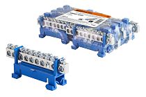 Шина "N" нулевая с изолятором на DIN-рейку 6x9мм стойка мал. 10 групп никелированная  TDM