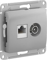 Glossa Алюминий Розетка двойная ТВ + компьютерная RJ45, кат. 5Е, механизм Systeme Electric (Schneider Electric)