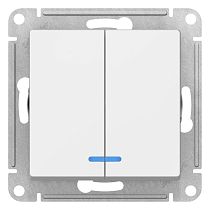 AtlasDesign Лотос Выключатель 2-клавишный,  с подсветкой, сх.5а, 10АХ, механизм Systeme Electric (Schneider Electric)