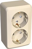 ЭТЮД открытая установка Кремовый Розетка двойная с заземлением со шторками Systeme Electric (Schneider Electric) ЭТЮД открытая установка Кремовый Розетка двойная с заземлением со шторками Systeme Electric (Schneider Electric)