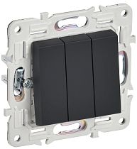 SKANDY Выключатель 3-клавишный 10А SK-V11G графит IEK