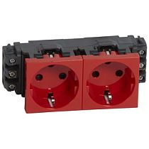 Розетка двойная с заземлением с блокировкой красная Mosaic Legrand