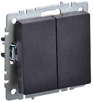BRITE Выключатель 2-клавишный проходной 10А безвинтовое крепление ВС11-2-6-БрЧ черный IEK