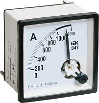 Амперметр Э47 96х96мм 1000/5А класс точности 1.5 IEK Амперметр Э47 96х96мм 1000/5А класс точности 1.5 IEK