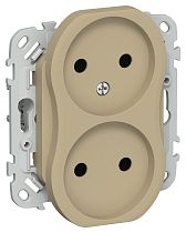 FLITE Розетка 2-местная без заземления без защитных шторок безвинтовое крепление 10А РС02-1-ФлХ хаки IEK