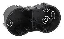 Коробка монтажная  IP20 ЭРА 141х70х45мм, 2-х местная, для твердых стен, саморезы (чёрный)