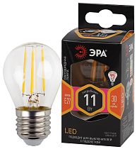 Лампа светодиодная ЭРА F-LED P45-11W-827-E27 филамент шар теплый белый свет