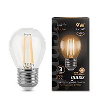 Лампа светодиодная Gauss Filament Шар E27 9Вт 680lm 2700K