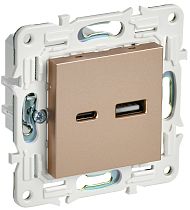 SKANDY Розетка USB A+C 3,1А SK-R14Sa песочный IEK