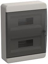TEKFOR Корпус пластиковый ЩРН-П-24 IP41 черная прозрачная дверь  IEK