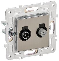 SKANDY Розетка двойная TV+SAT SK-A13N металл никель IEK