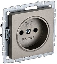 BRITE Розетка 1-местная без заземления без защитных шторок 10А РС10-1-0-БрШ шампань  IEK