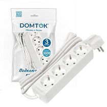 Удлинитель быт. "DOMTOK" 4гн., ПВС 3*1, 3,5кВт, с/з 3м