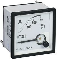 Амперметр Э47 96х96мм 600/5А класс точности 1.5 IEK Амперметр Э47 96х96мм 600/5А класс точности 1.5 IEK