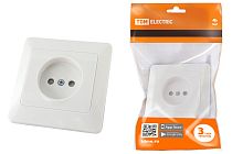 Розетка 2П с защ. шт. 10А 250В белая "Ильмень"  TDM