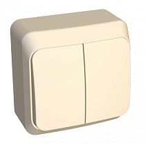 ЭТЮД открытая установка Кремовый Выключатель 2клавишный  с подсветкой Systeme Electric (Schneider Electric)