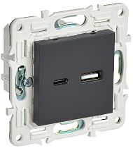 SKANDY Розетка USB A+C 3,1А SK-R14G графит IEK SKANDY Розетка USB A+C 3,1А SK-R14G графит IEK