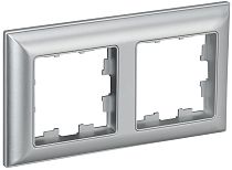 Рамка BRITE двухместная РУ-2-Бр алюминий/алюминий  IEK