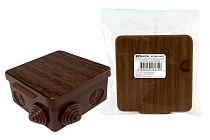 Коробка распаячная ОП 100х100х55мм, крышка, "ЭКО" (венге), IP54, 8вх. инд. штрихкод  TDM