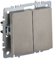 BRITE Выключатель 2-клавишный 10А ВС10-2-0-БрШ шампань  IEK BRITE Выключатель 2-клавишный 10А ВС10-2-0-БрШ шампань  IEK