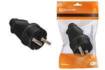 Вилка прямая с/з черная 16А 250В  TDM