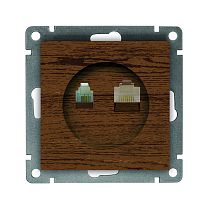 Розетка компьютерная+телефонная UNIVERSAL серия "Афина", скрытой установки, 1А, RJ45, RJ12, венге (еврослот)