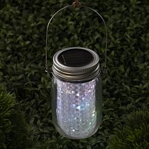 Садовый светильник на солнечной батарее ЭРА SL-GL14-JAR-2 стекло, металлический, прозрачный, 13,5 см