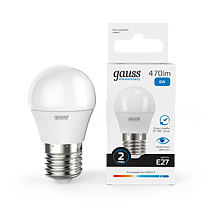 Лампа светодиодная Gauss Elementary Шар 6Вт E27 470lm 6500K