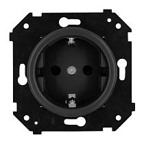Розетка с заземляющим контактом (скрытый монтаж), Черный матовый Bironi