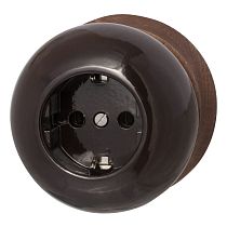Розетка с заземлением,серия "ФАБЕРЖЕ", керамика, цвет коричневый Bironi