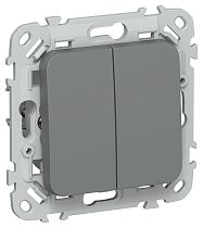 FLITE Выключатель 2-клавишный 10А ВС12-1-0-ФлМА мокрый асфальт IEK