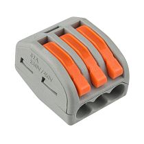 Универсальная клемма СМК 222-413, 3-проводная серая 0,08-2,5/4 мм² (50 шт/уп) REXANT