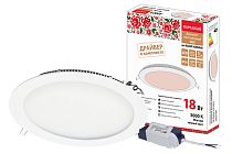 Светильник ультратонкий встраиваемый светодиодный "Даунлайт НАРОДНЫЙ" СВО (белый) 18 Вт 3000К TDM