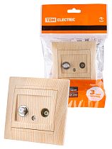 Розетка TV ("мама") + SAT (F-разъем) 0-2400МГц сосна "Лама"  TDM