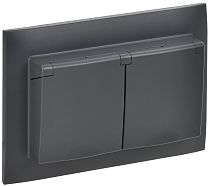 SKANDY Розетка 2-местная и крышкой 16А в сборе IP44 SK-R12T титан IEK
