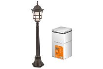 Светильник садово-парковый "Меридиан" 1х100 Вт, столб, Н1050 мм, алюм., матовое/кофейный, E27,  TDM