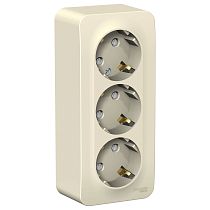 Blanca открытая установка с изолированной пластиной Молочный Розетка тройная с заземлением со шторками 16А Systeme Electric (Schneider Electric)