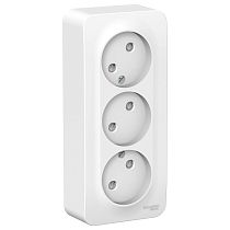 Blanca открытая установка с изолированной пластиной Белый Розетка тройная без заземления со шторками 16А Systeme Electric (Schneider Electric)