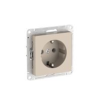 AtlasDesign Песочный Розетка с заземлением, 16А, мех., быстрозажим. клемм